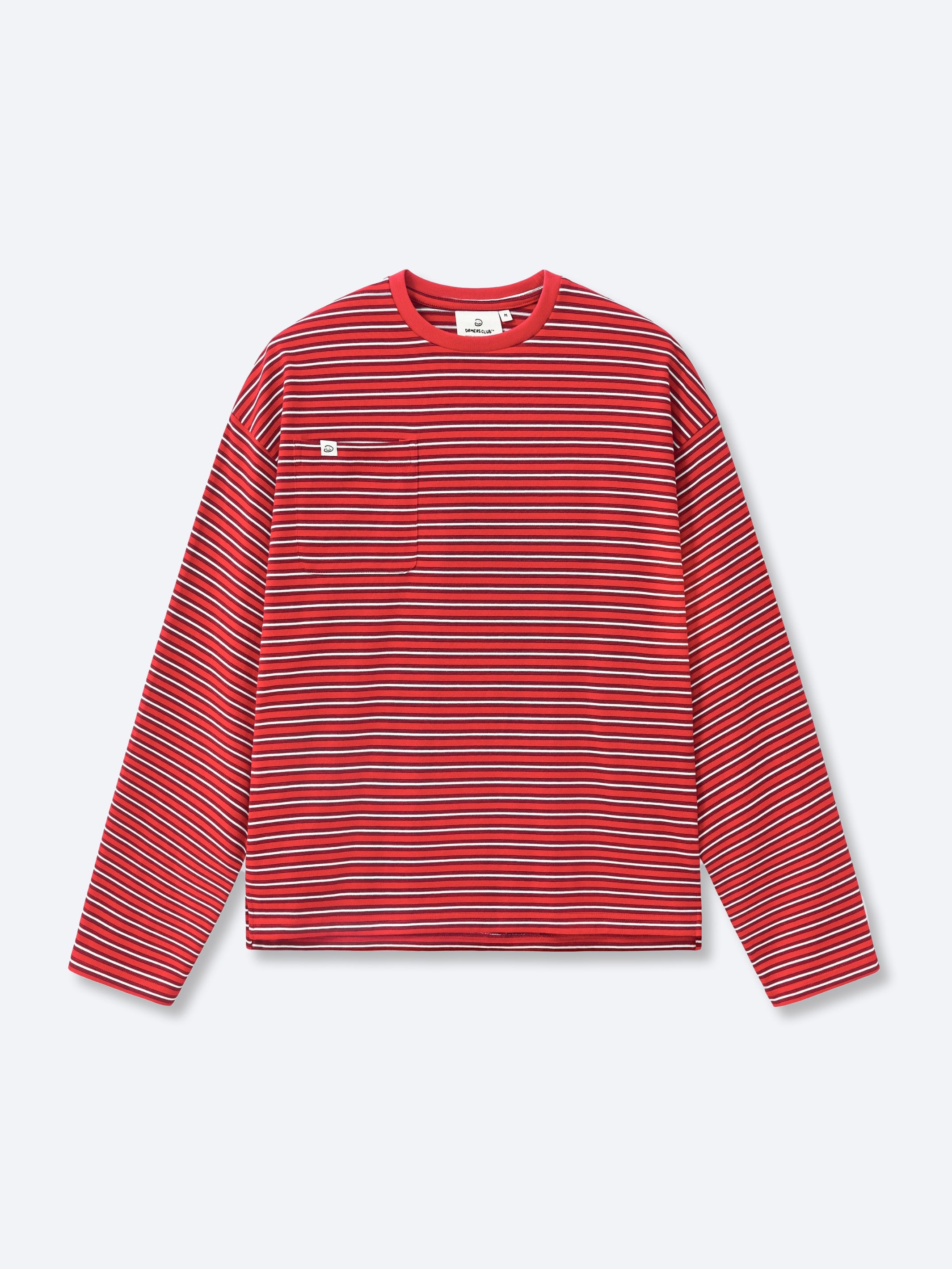POCKET STRIPED LONG SLEEVE - RED – DRMERS CLUB