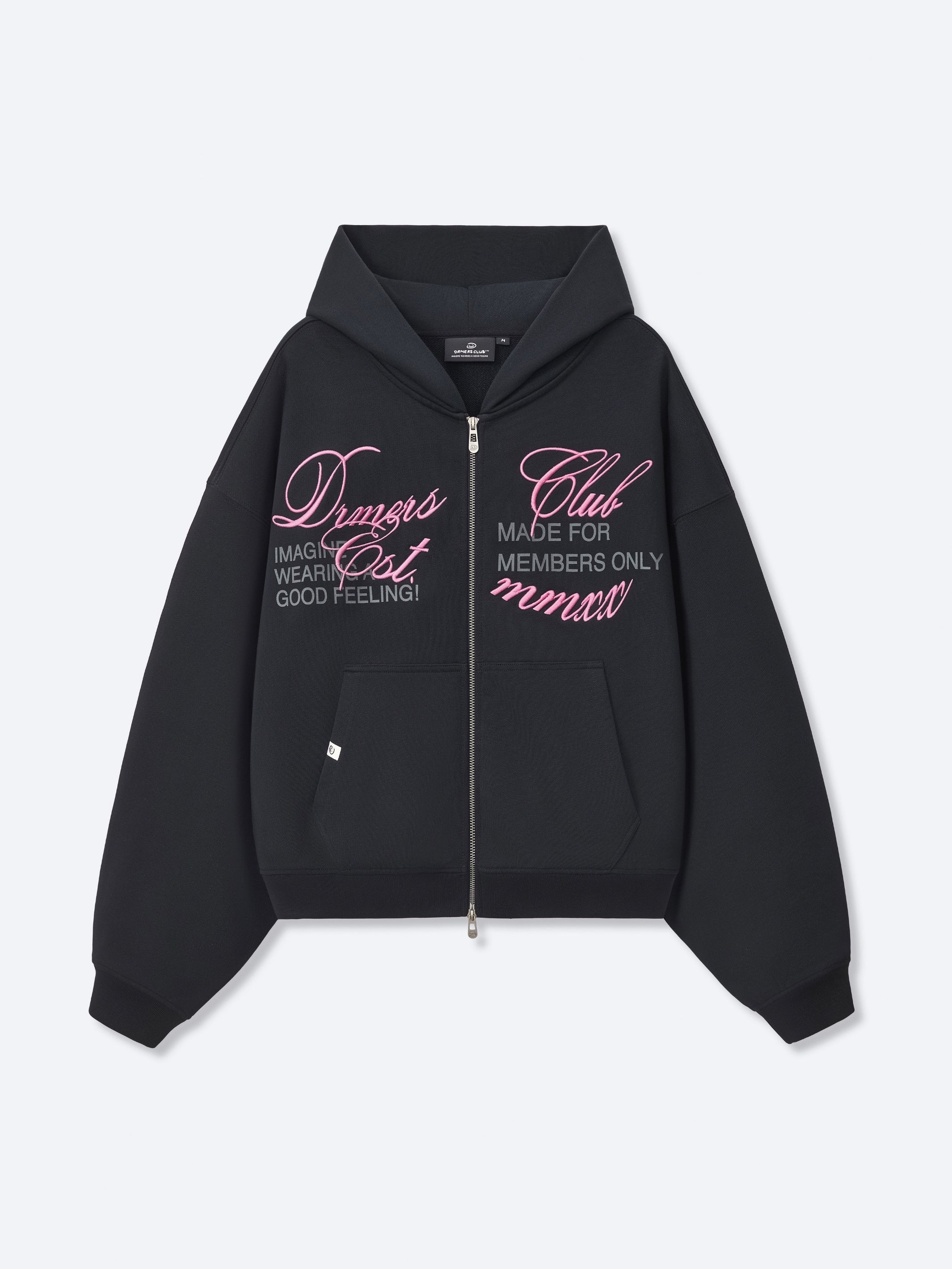 CURSIVE ZIP UP - BLACK – DRMERS CLUB