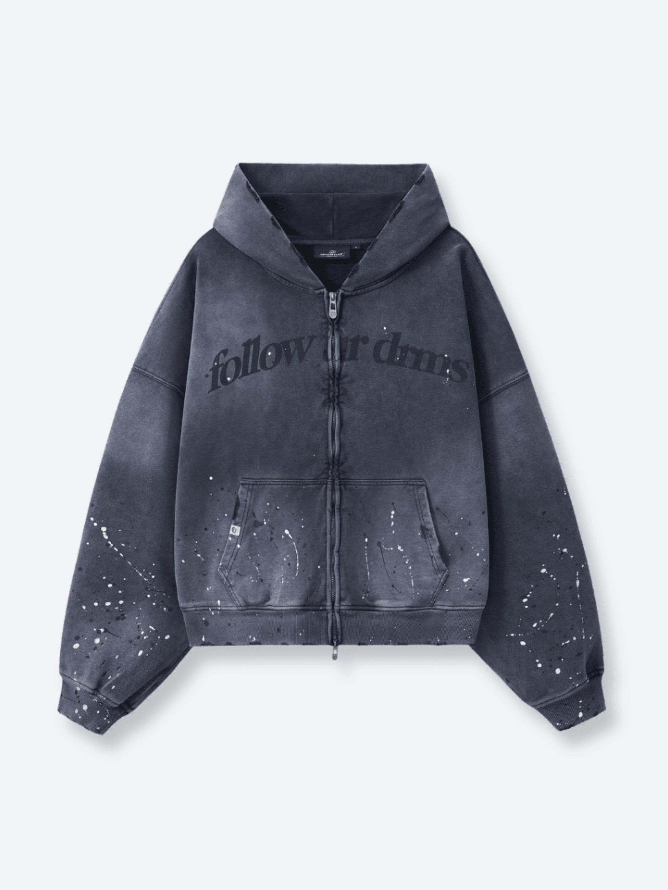 FOLLOW UR DRMS ZIP UP - CHARRED GREY – DRMERS CLUB