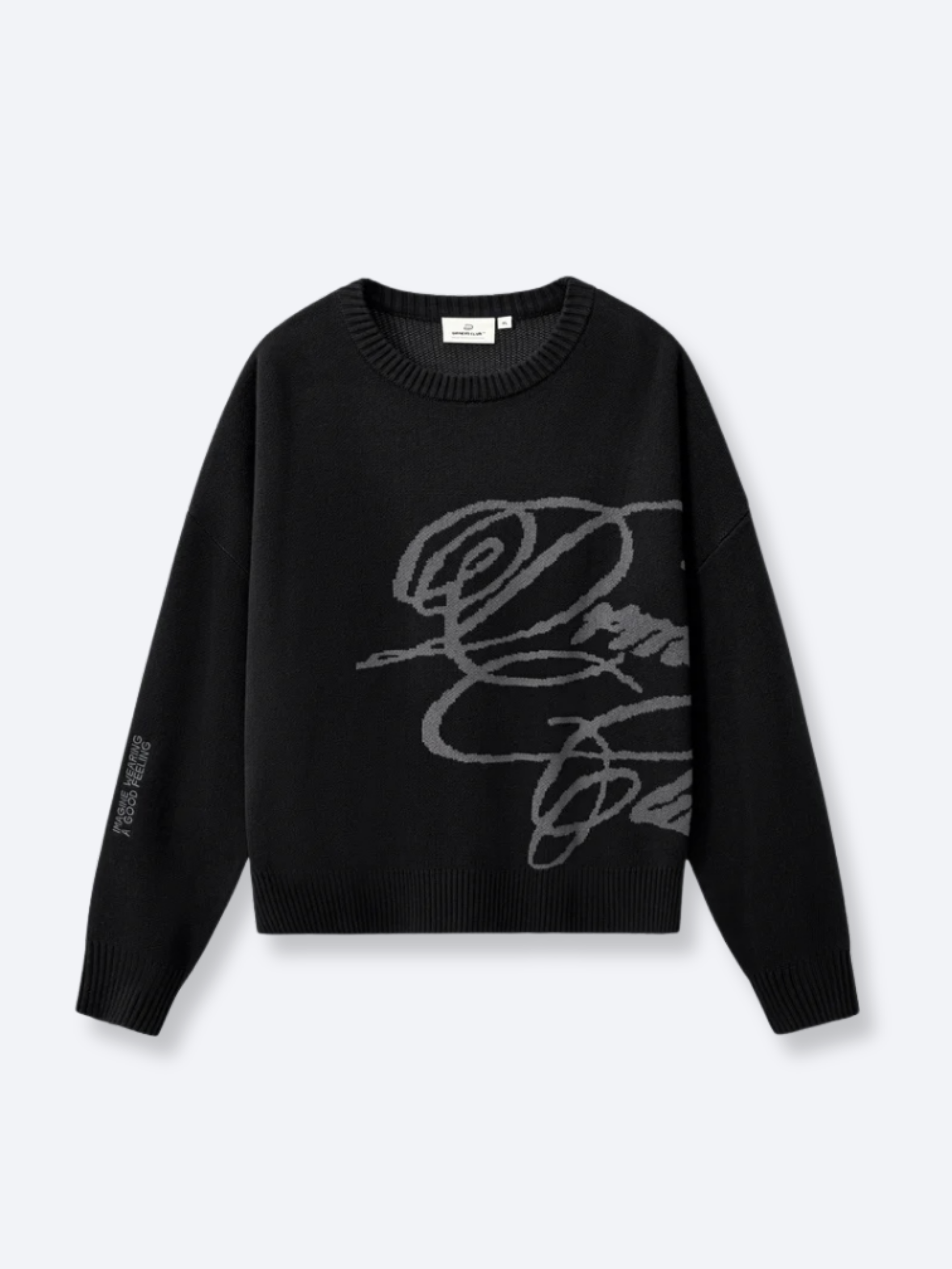 洋楽 Commander Venus 1st emo mineral cursive CURSIVE TEXT KNIT - BLACK – DRMERS CLUB