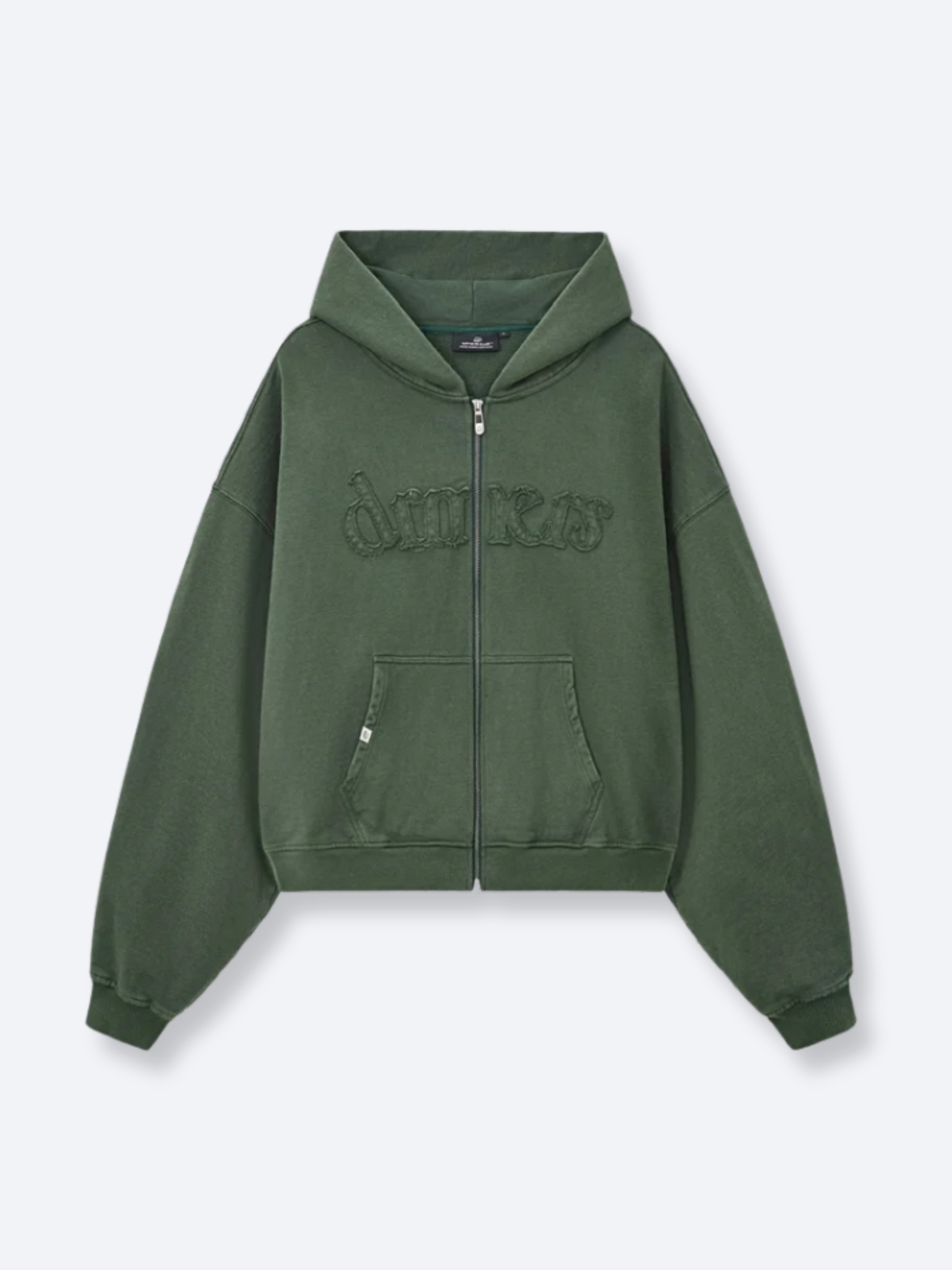 CFIERCE - CRACK ZIPUP HOODIE 緑　Green y2k DISTRESSED LOGO ZIP UP - FADED PINE – DRMERS CLUB
