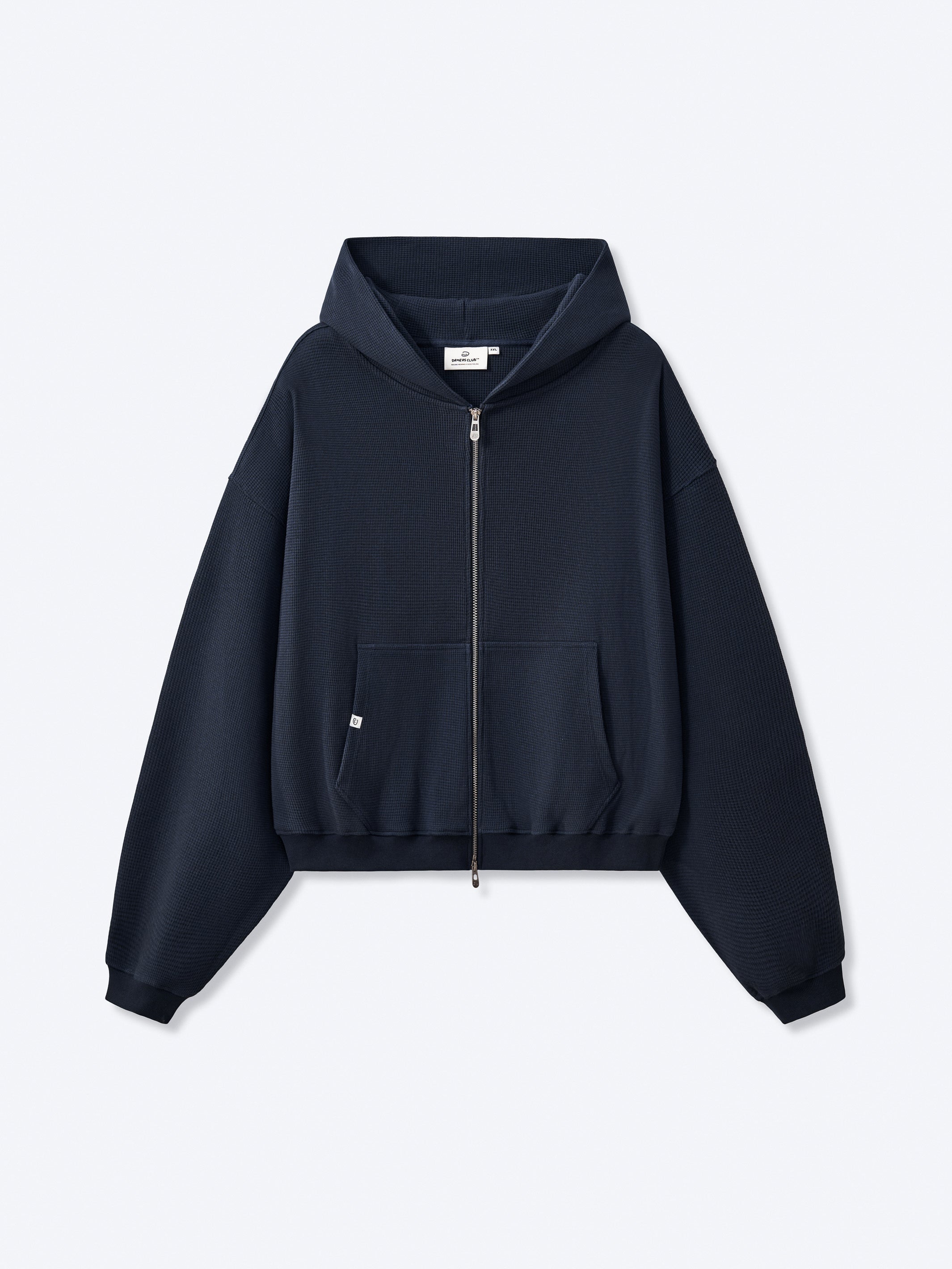 WAFFLE ZIP HOODIE - DARK NAVY – DRMERS CLUB