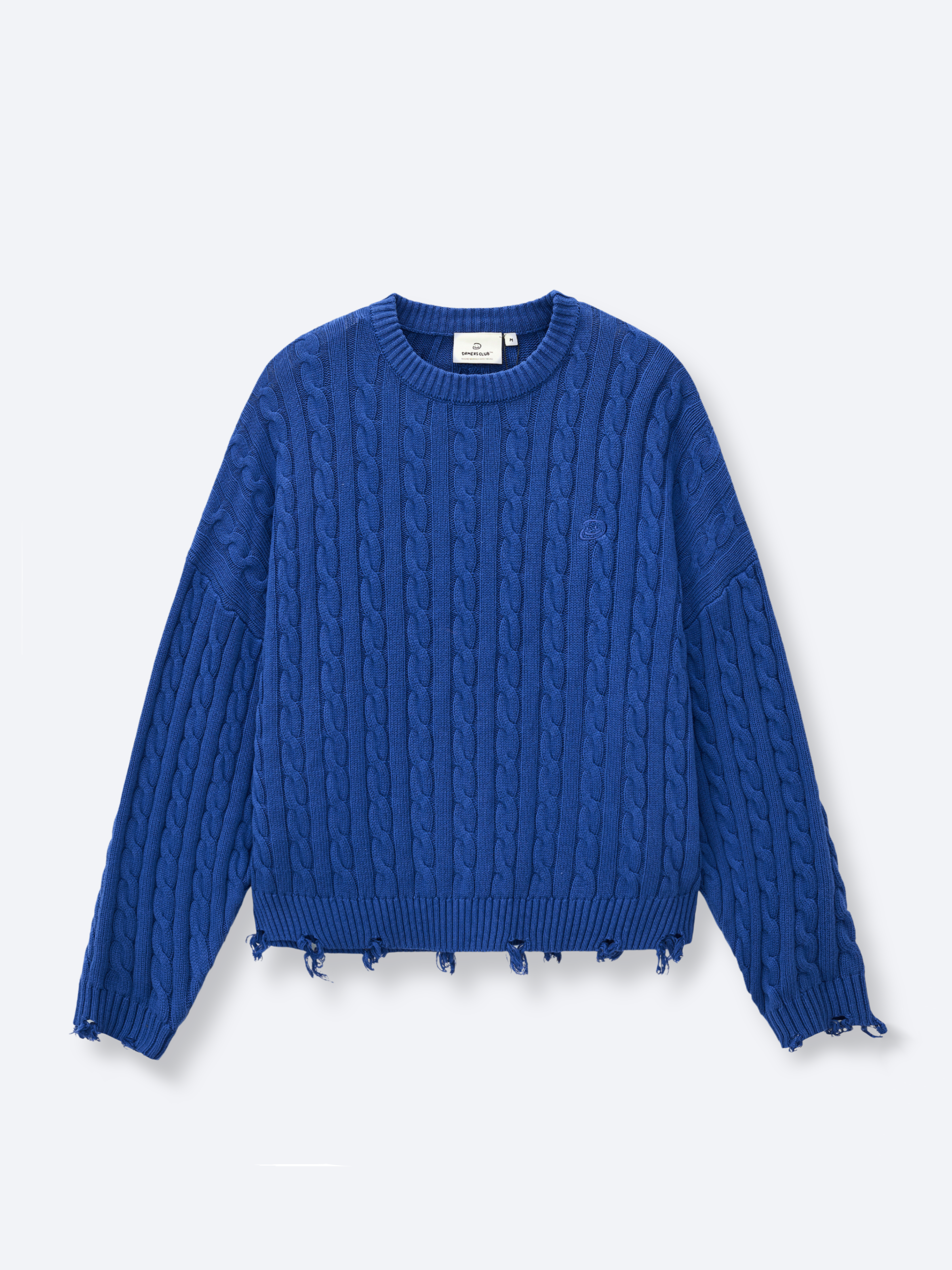 CABLE KNIT SWEATER - COBALT – DRMERS CLUB