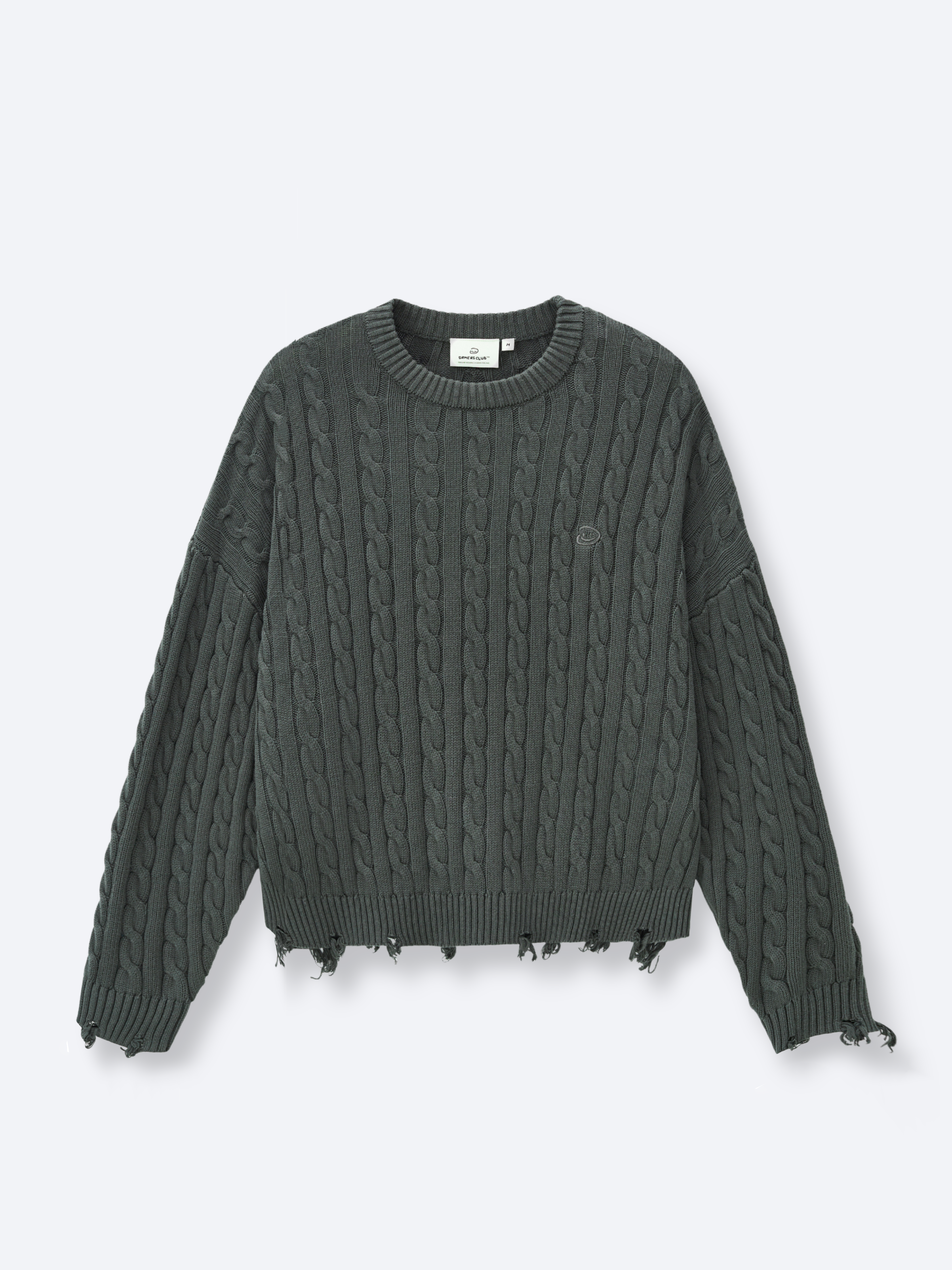 CABLE KNIT SWEATER - GREEN – DRMERS CLUB