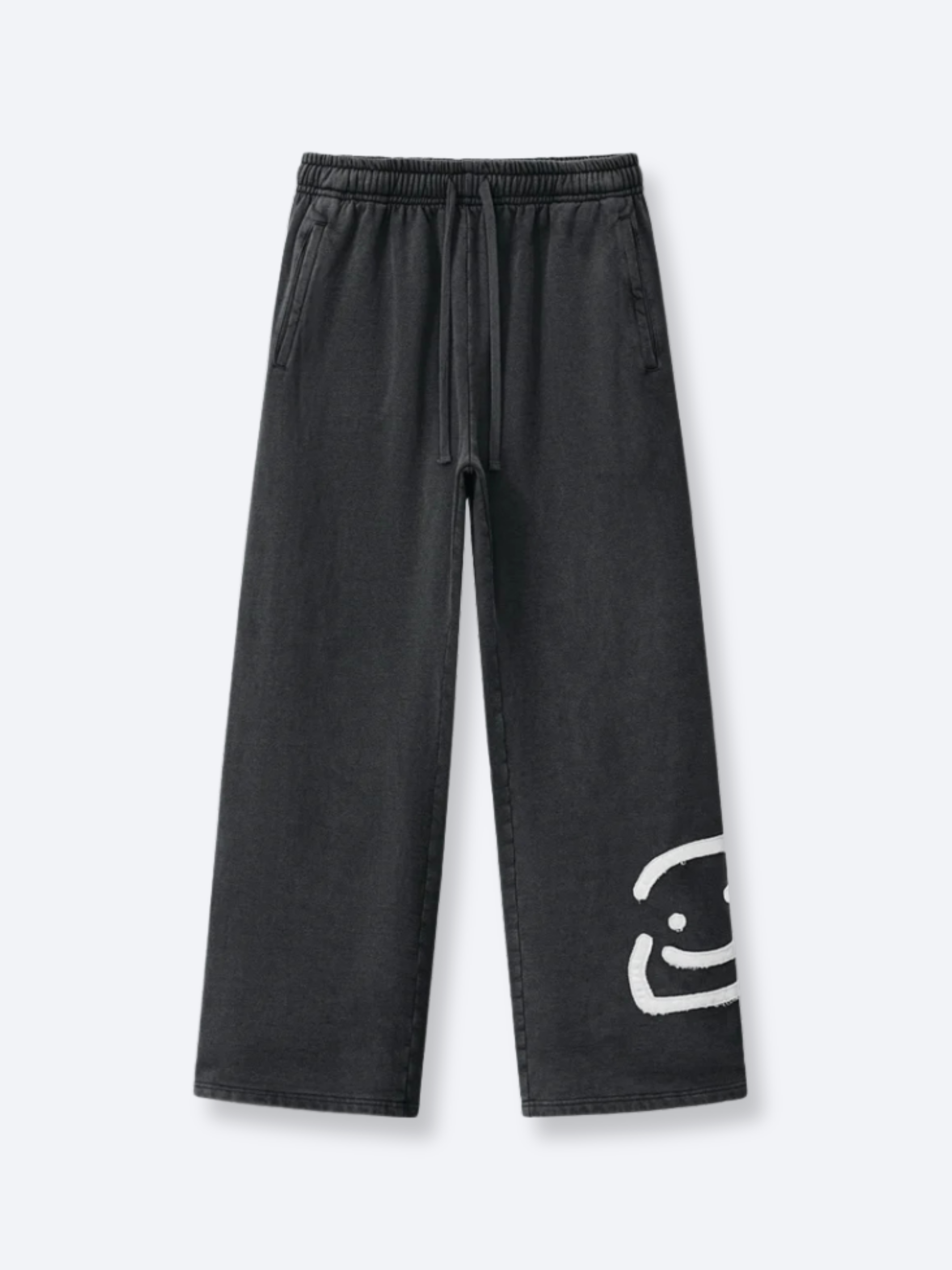 SMILEY PATCH SWEATPANTS - VINTAGE BLACK