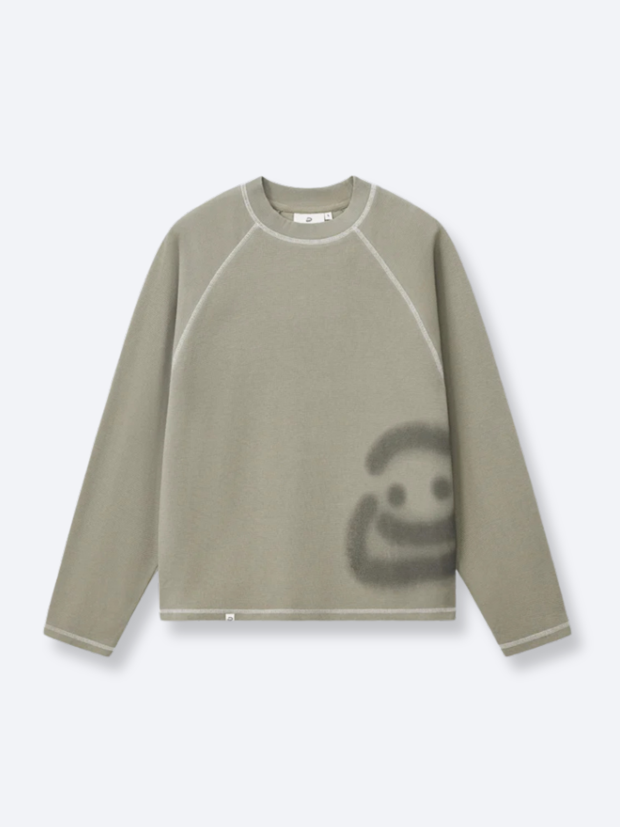 SMILEY WAFFLE LONG SLEEVE TEE - SAGE SMOKE – DRMERS CLUB