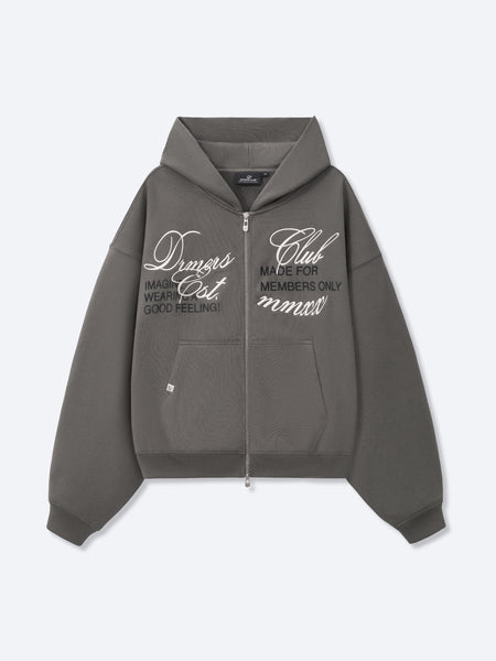 CURSIVE ZIP UP - DARK TAUPE – DRMERS CLUB