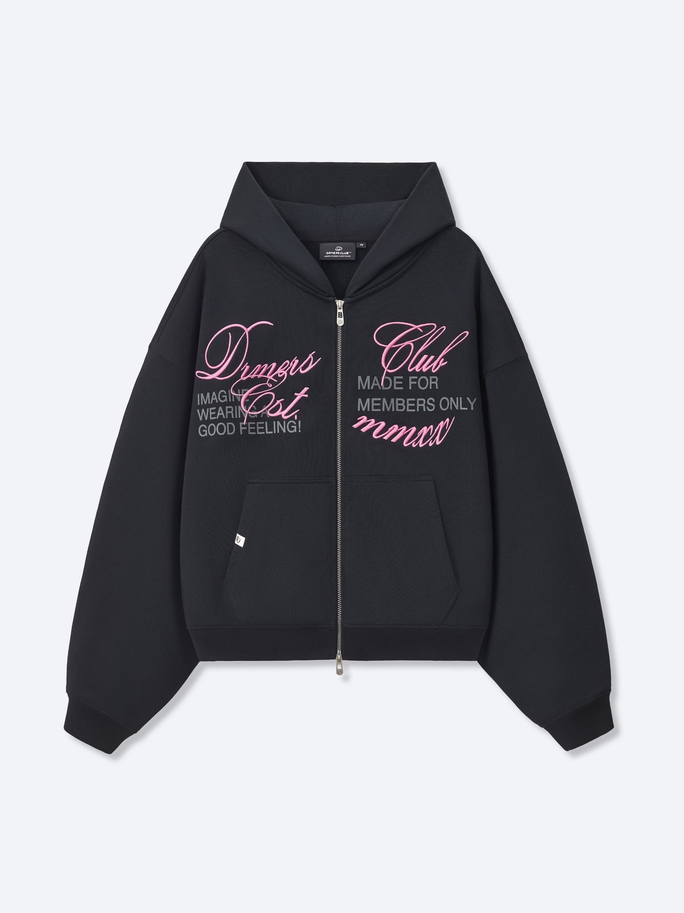 DimMoire　ディムモアール　ZIP UPクロップトップス　ブラック CURSIVE ZIP UP - BLACK – DRMERS CLUB