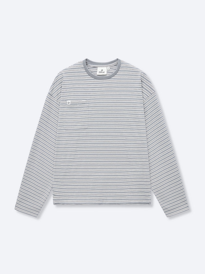 POCKET STRIPED LONG SLEEVE - LIGHT GREY – DRMERS CLUB