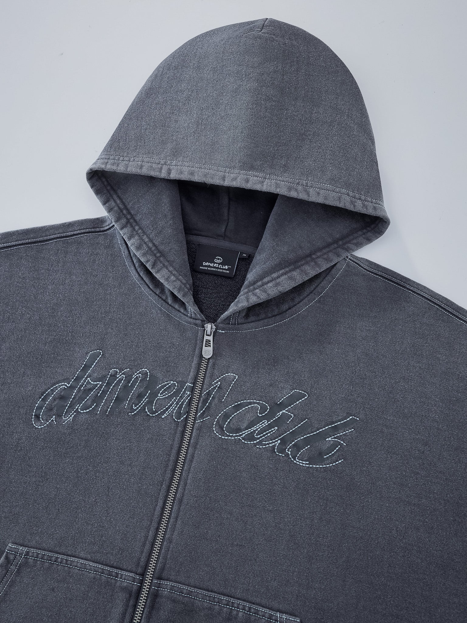 CONTRAST STITCH ZIP UP - VINTAGE GREY