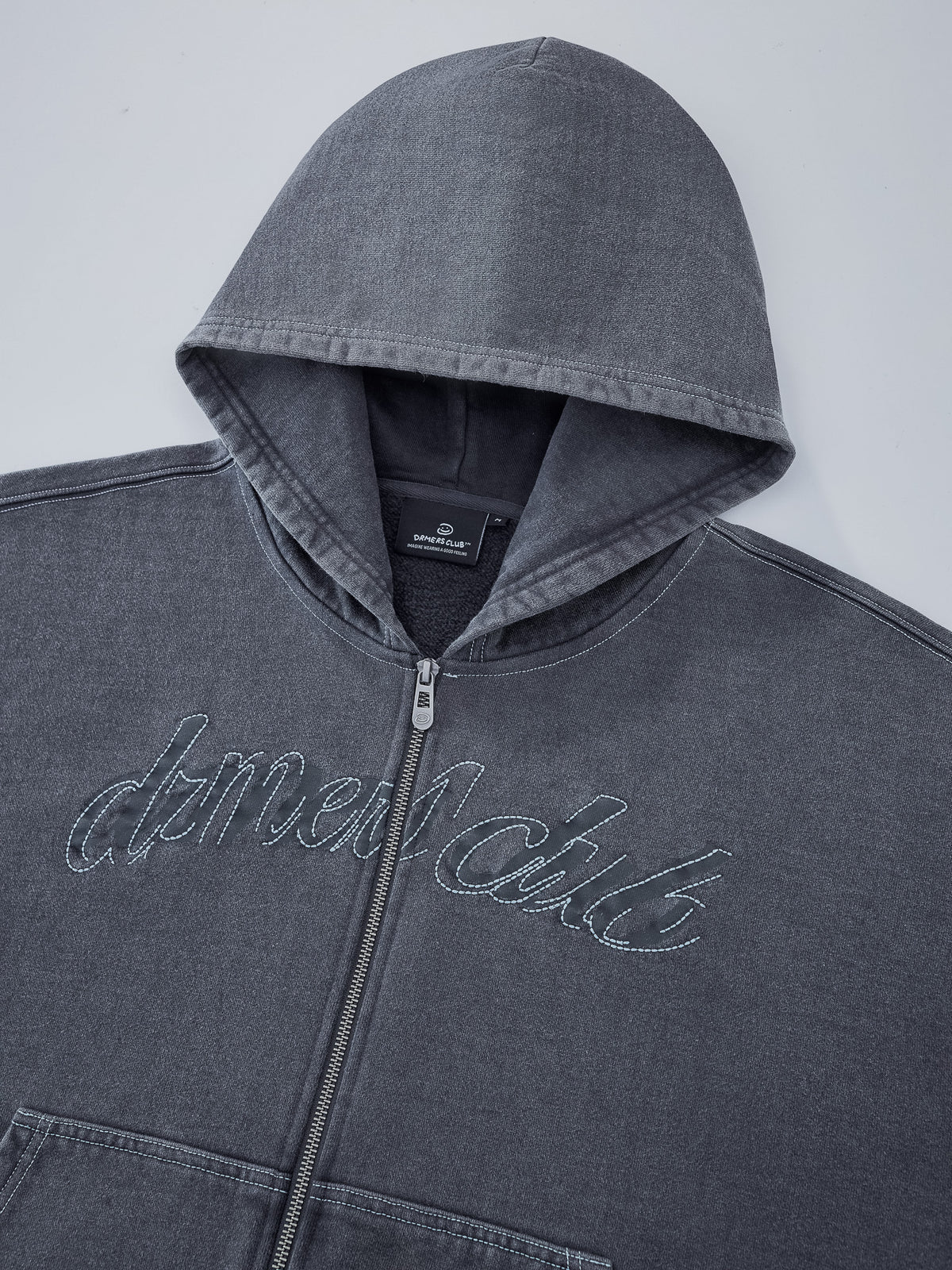 CONTRAST STITCH ZIP UP - VINTAGE GREY