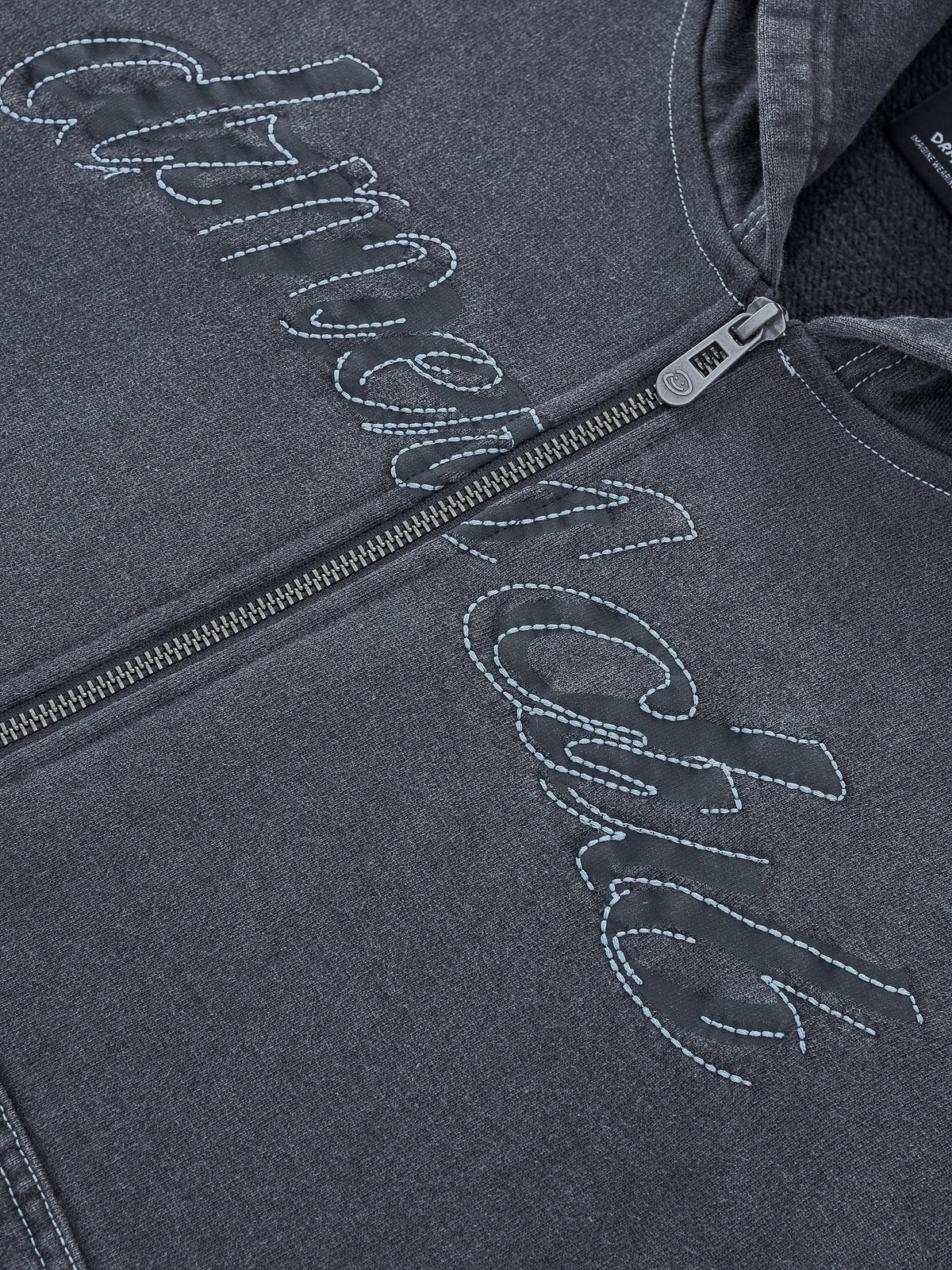 CONTRAST STITCH ZIP UP - VINTAGE GREY
