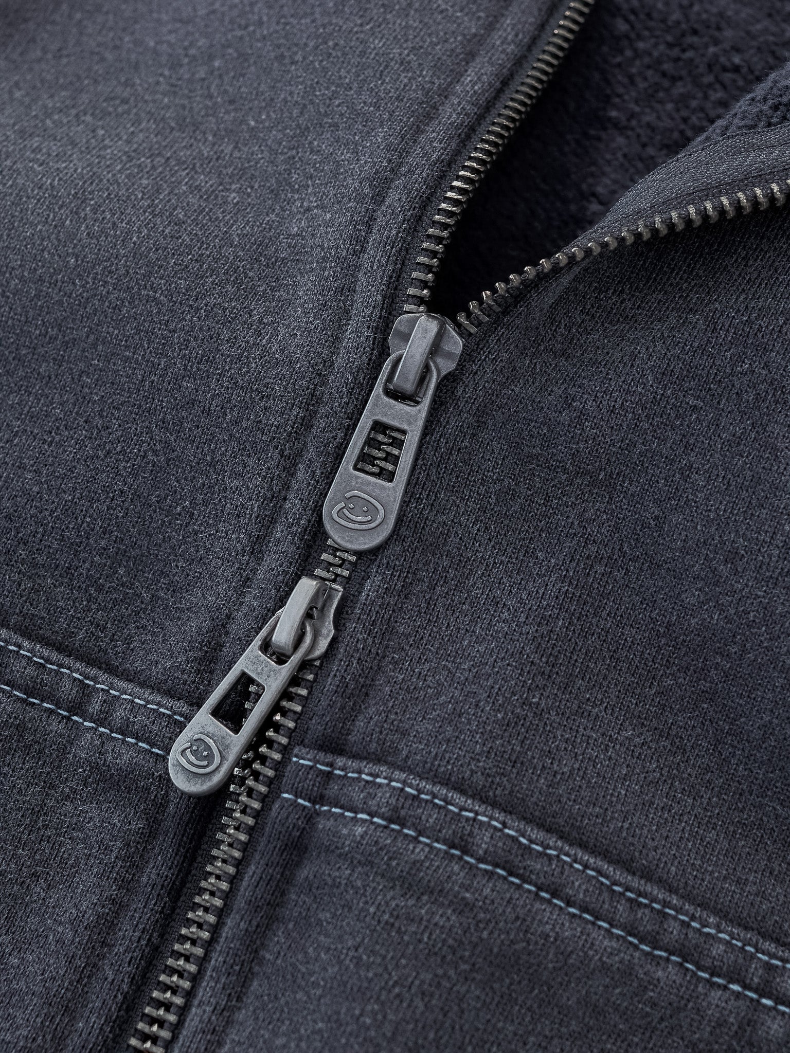 CONTRAST STITCH ZIP UP - VINTAGE GREY