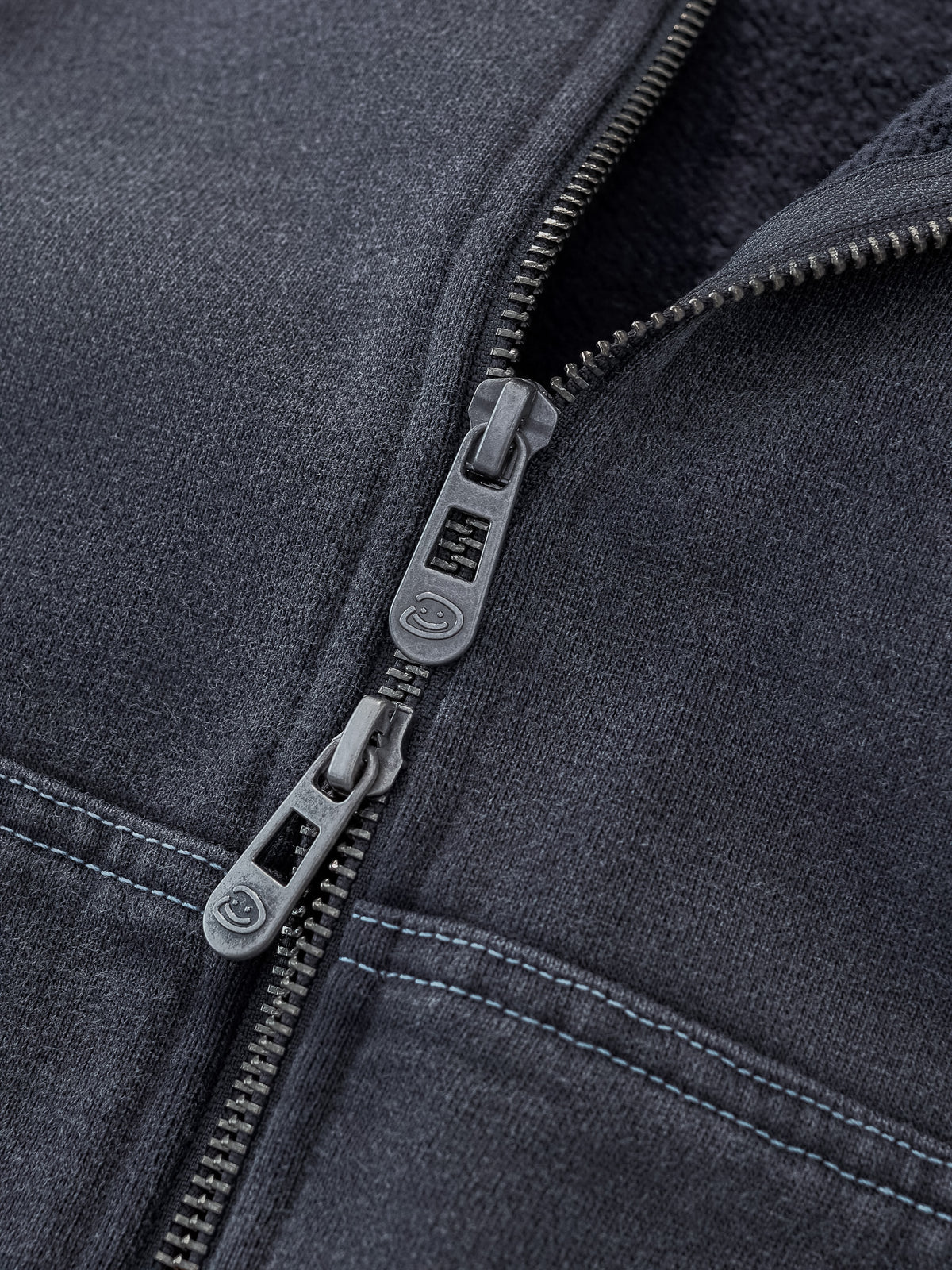 CONTRAST STITCH ZIP UP - VINTAGE GREY