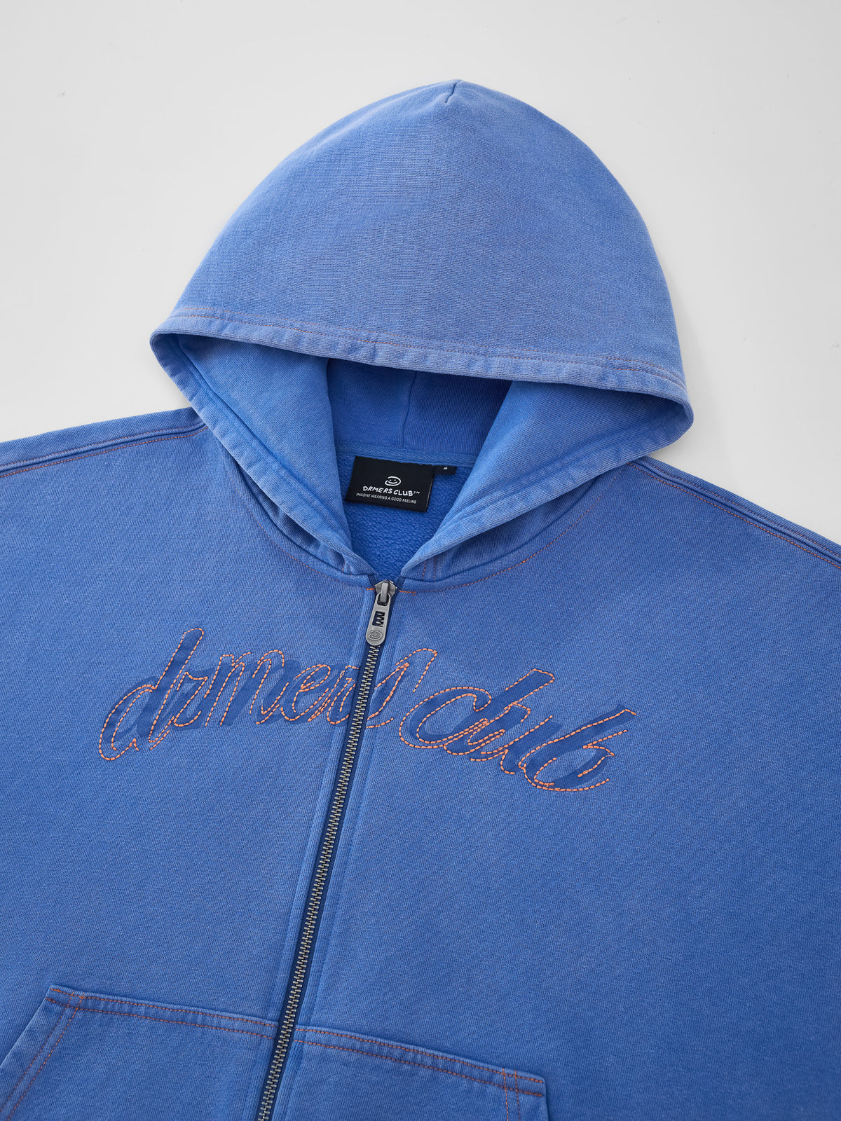 CONTRAST STITCH ZIP UP - VINTAGE BLUE