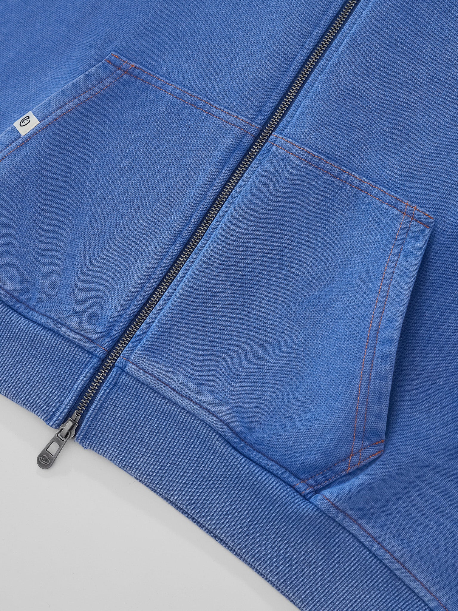 CONTRAST STITCH ZIP UP - VINTAGE BLUE