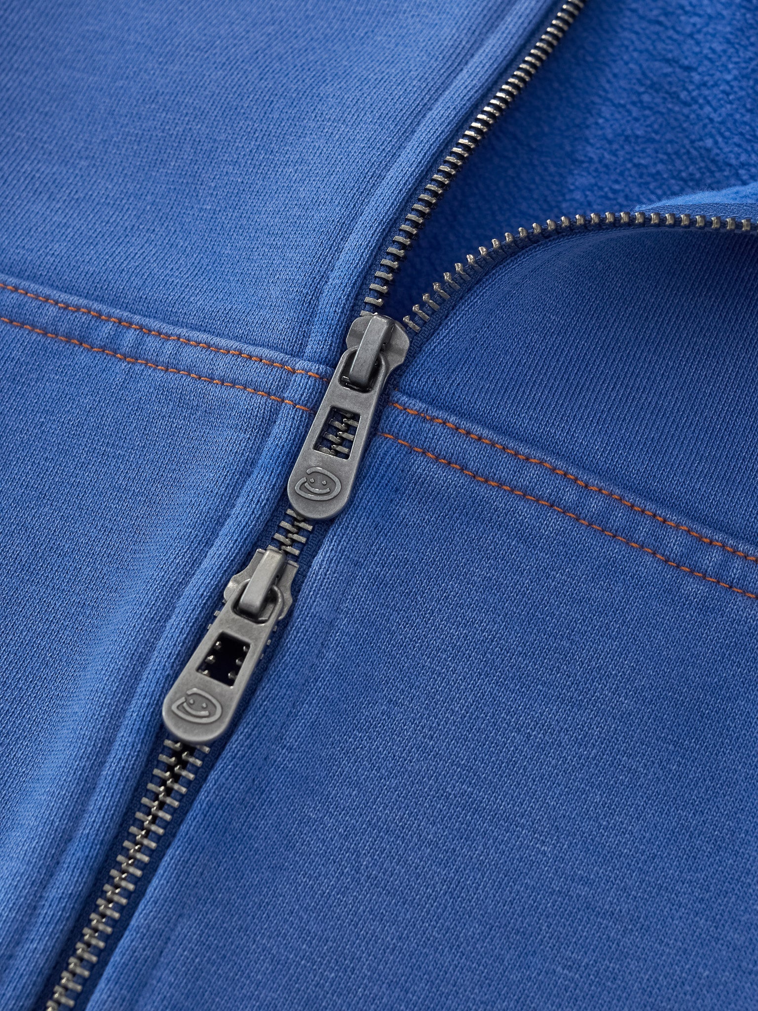 CONTRAST STITCH ZIP UP - VINTAGE BLUE