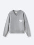 SLOUCHY V-NECK KNIT - GREY