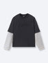 STRIPED SLEEVE LAYERED TEE - VINTAGE BLACK