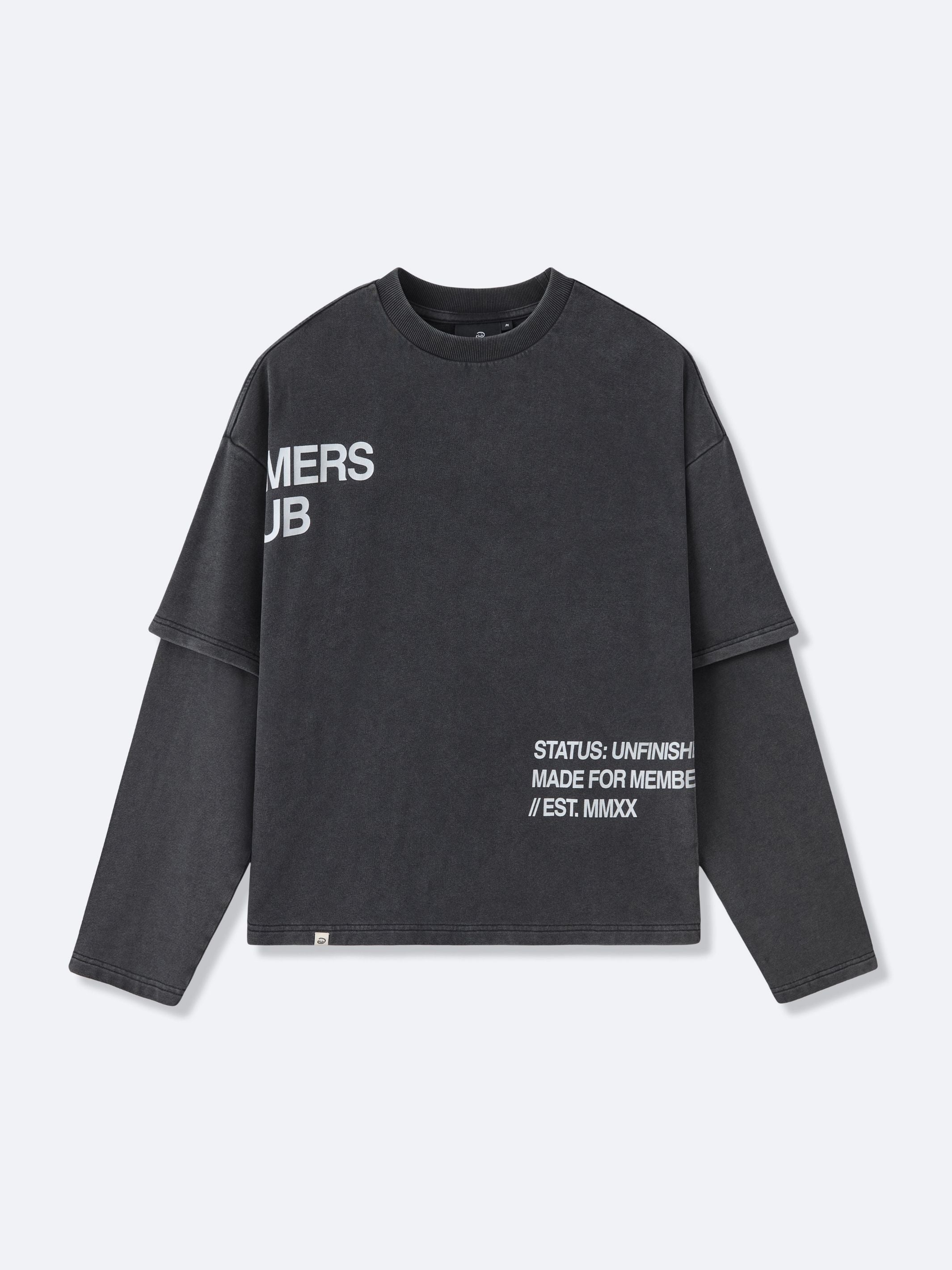 CUT OFF LAYERED TEE - VINTAGE BLACK