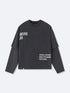 CUT OFF LAYERED TEE - VINTAGE BLACK