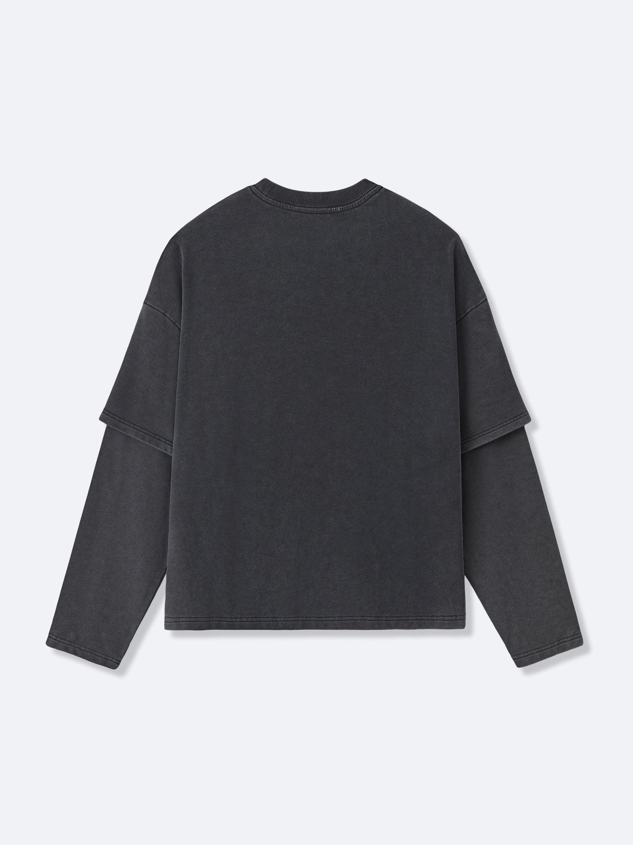 CUT OFF LAYERED TEE - VINTAGE BLACK