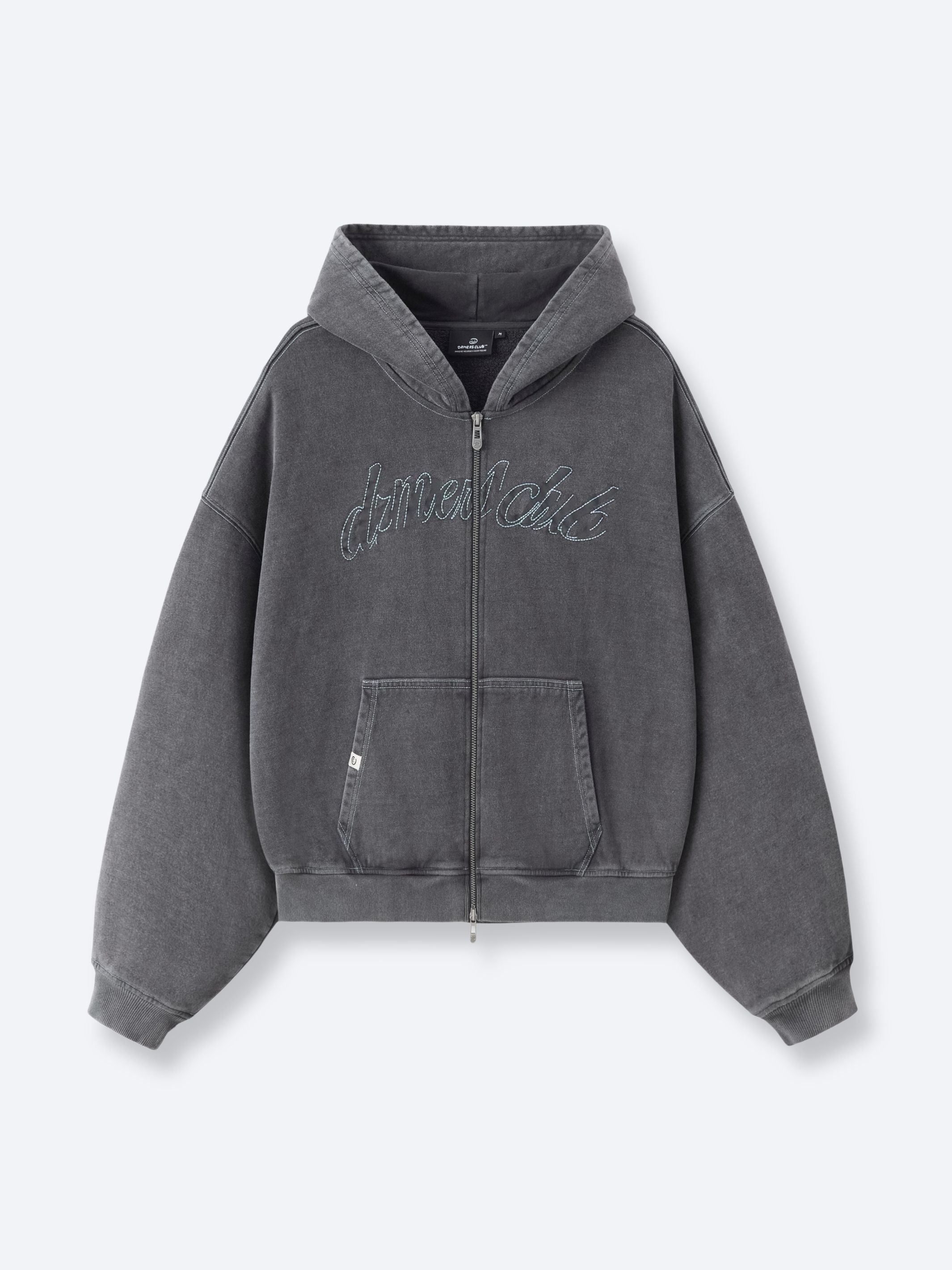 CONTRAST STITCH ZIP UP - VINTAGE GREY