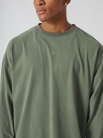 SMILEY LOGO LONG SLEEVE TEE - FADED GREEN