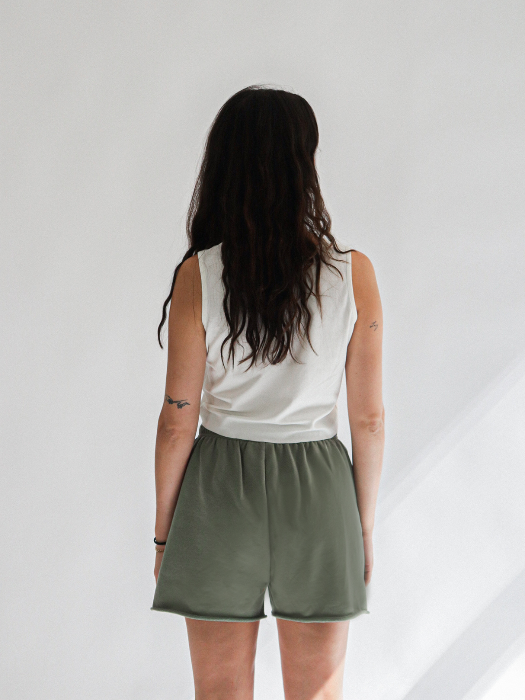 french terry sweat shorts - olive