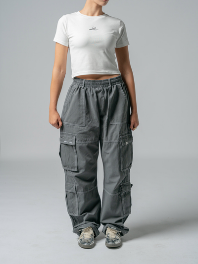 WASHED CARGO PANTS - CONTRAST GREY