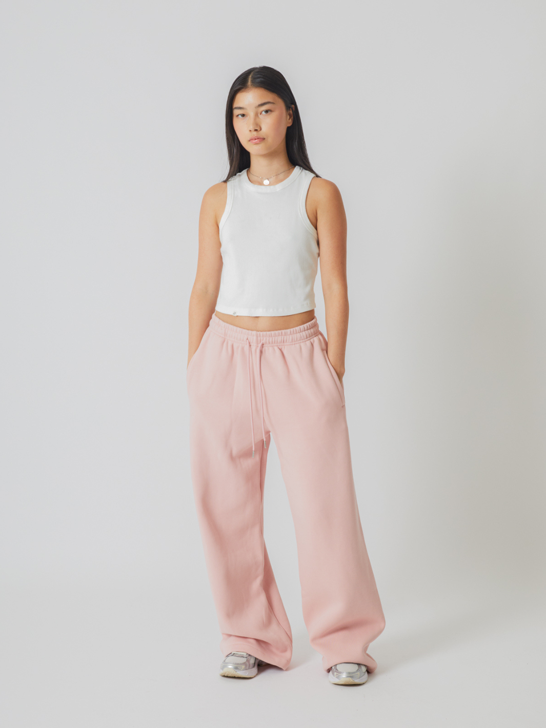 SIGNATURE BASIC STRAIGHT LEG SWEATPANTS - MUTED PINK