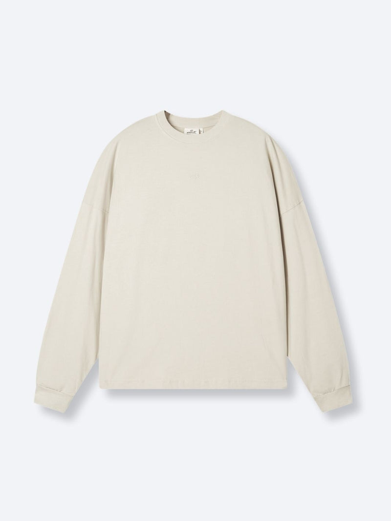 SMILEY LOGO LONG SLEEVE TEE - LIGHT ALMOND