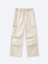 SMILEY LOGO PARACHUTE PANTS - LIGHT BEIGE
