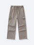 SMILEY LOGO PARACHUTE PANTS - TAUPE