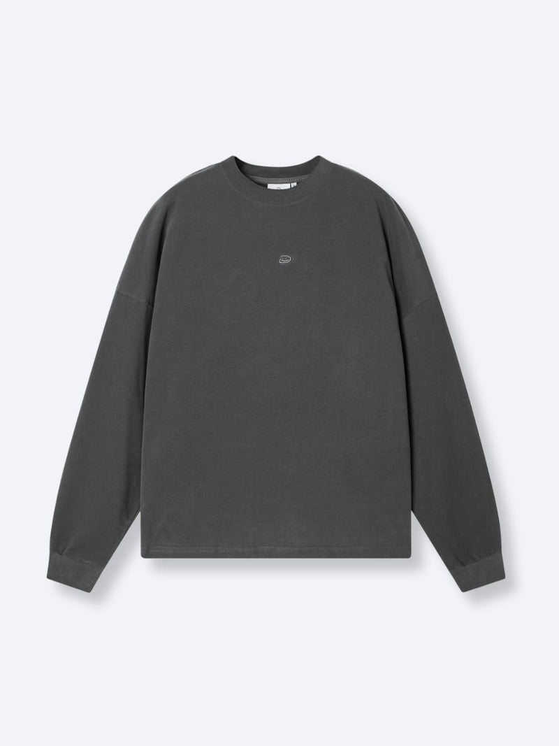 SMILEY LOGO LONG SLEEVE TEE - FADED GREY