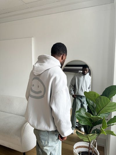 SMILEY LOGO HOODIE - LIGHT GREY