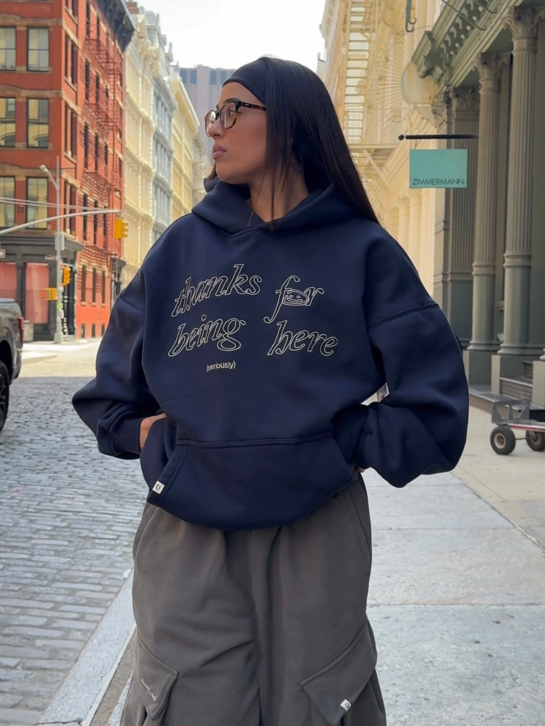 THANKS FOR BEING HERE V2 HOODIE - MIDNIGHT BLUE