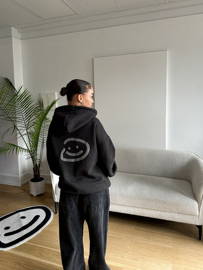 SMILEY LOGO HOODIE - FADED BLACK