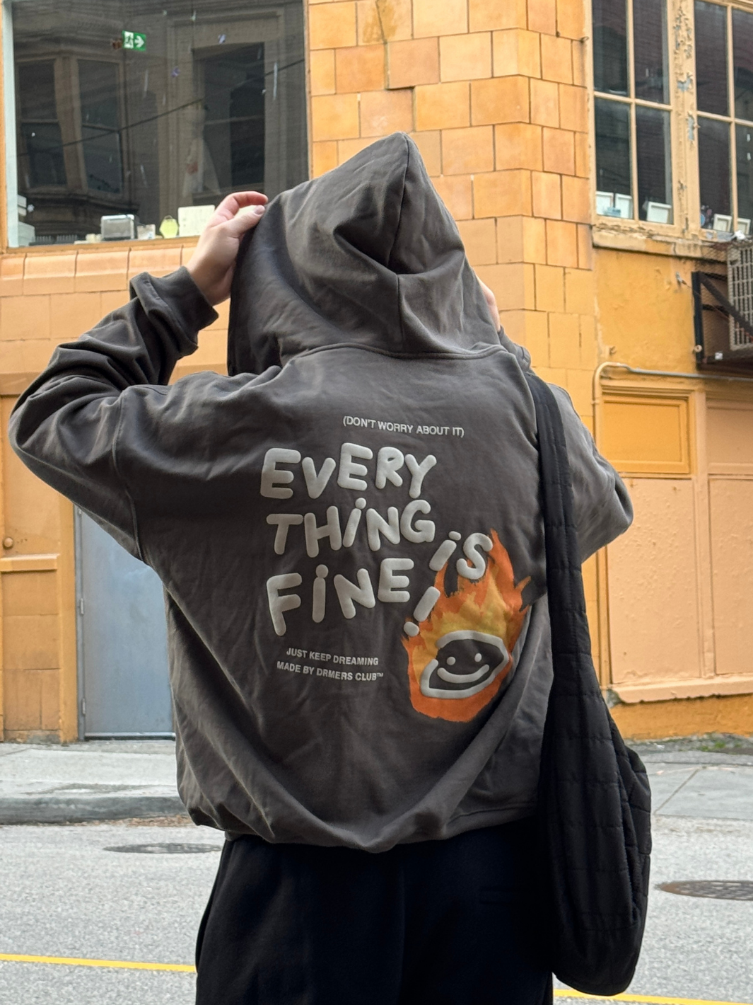 EVERYTHING IS FINE HOODIE - CHARCOAL