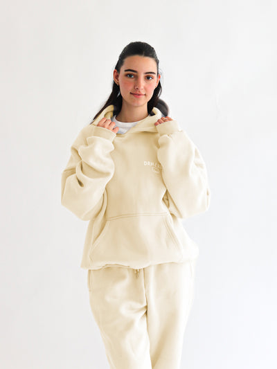 thanks for being here hoodie - cream + white