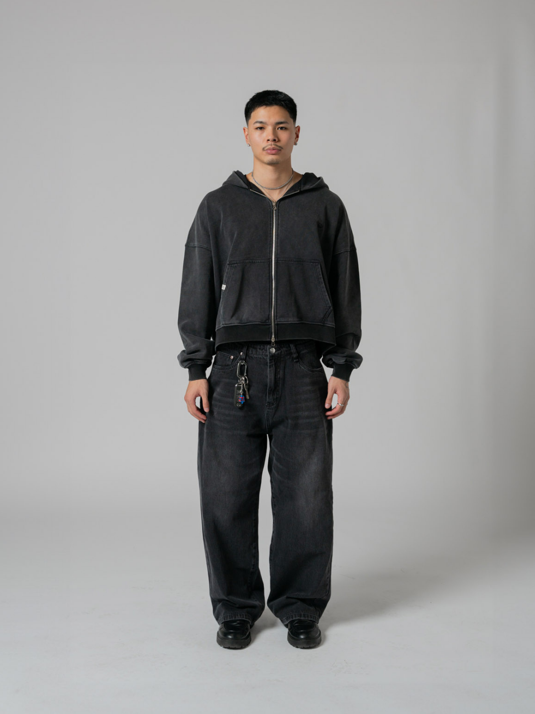 ESSENTIAL BOXY DOUBLE ZIP VINTAGE BLACK - Main Image