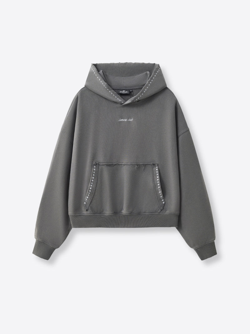 EMBROIDERED STARS HOODIE - WARM GREY