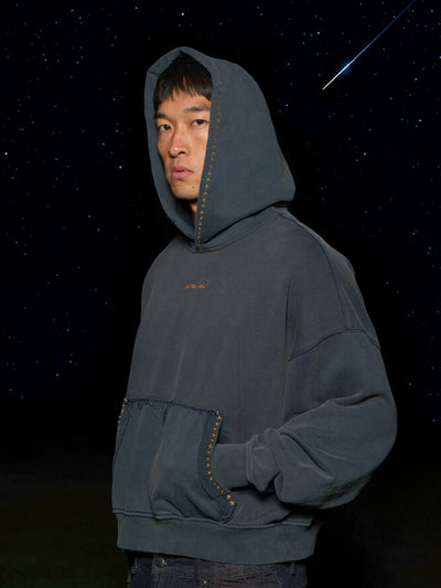 EMBROIDERED STARS HOODIE - STORM BLUE