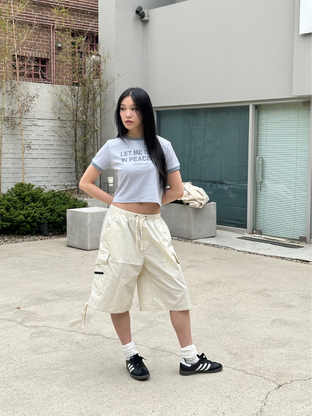 PARACHUTE CARGO SHORTS - OFF WHITE