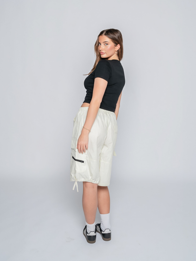 PARACHUTE CARGO SHORTS - OFF WHITE