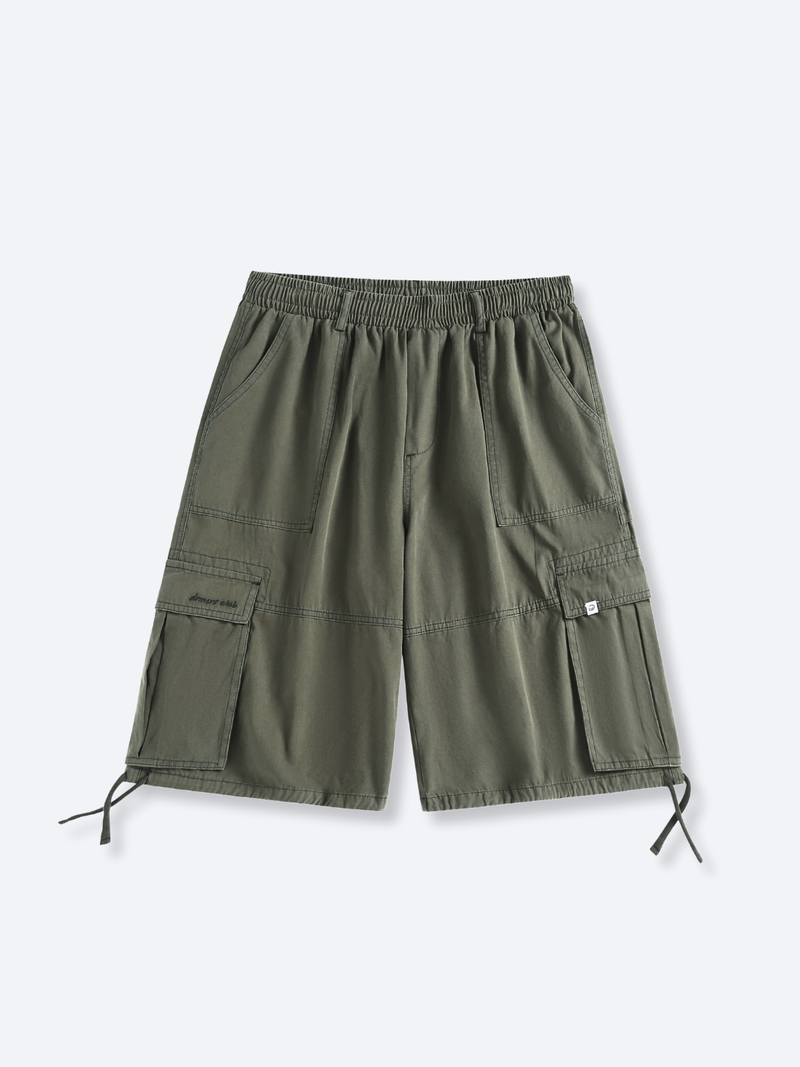 WASHED CARGO SHORTS - ARMY GREEN