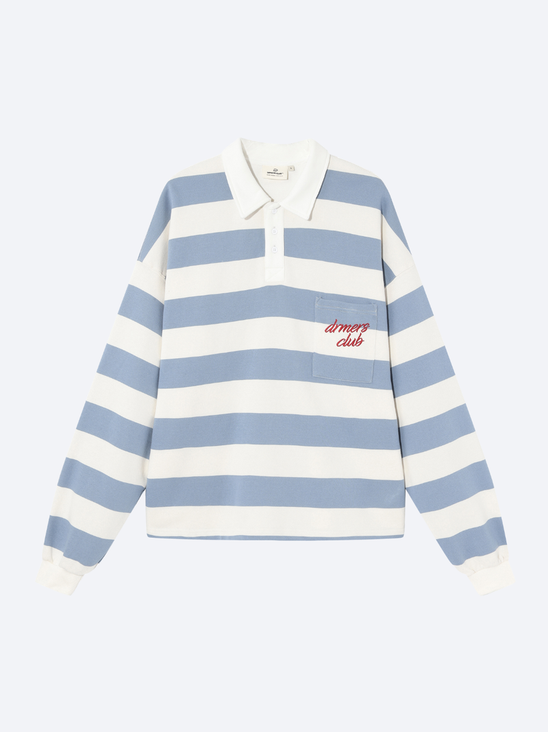 VINTAGE STRIPED POLO SHIRT SKY BLUE