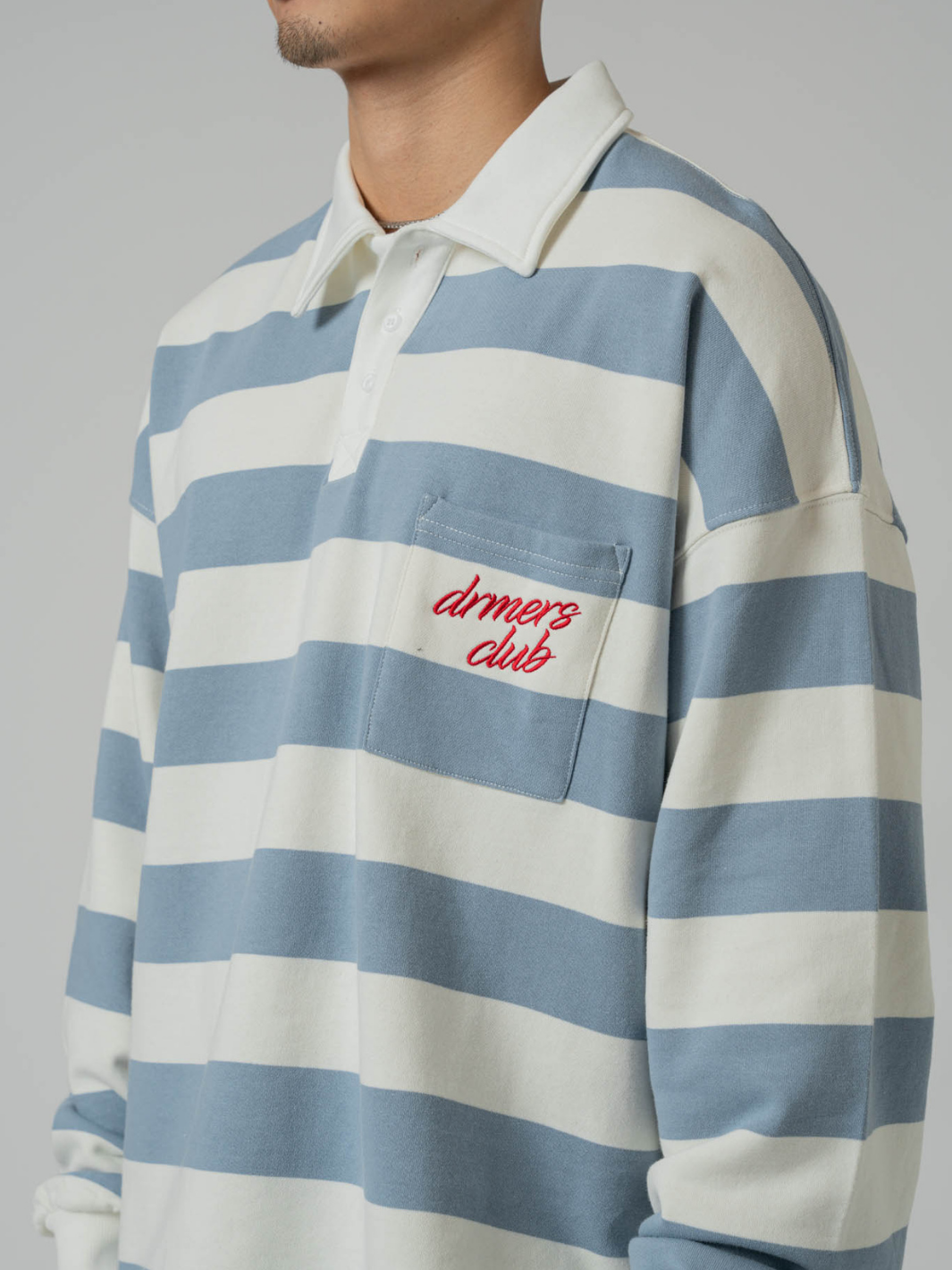 DRMERS CLUB ストライプポロシャツ VINTAGE STRIPED POLO SHIRT - SKY DRMERS CLUB ストライプポロシャツ VINTAGE STRIPED POLO SHIRT - SKY