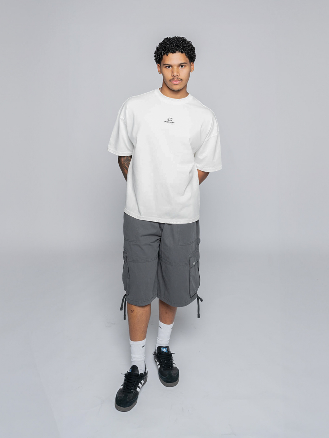 WASHED CARGO SHORTS - GREY