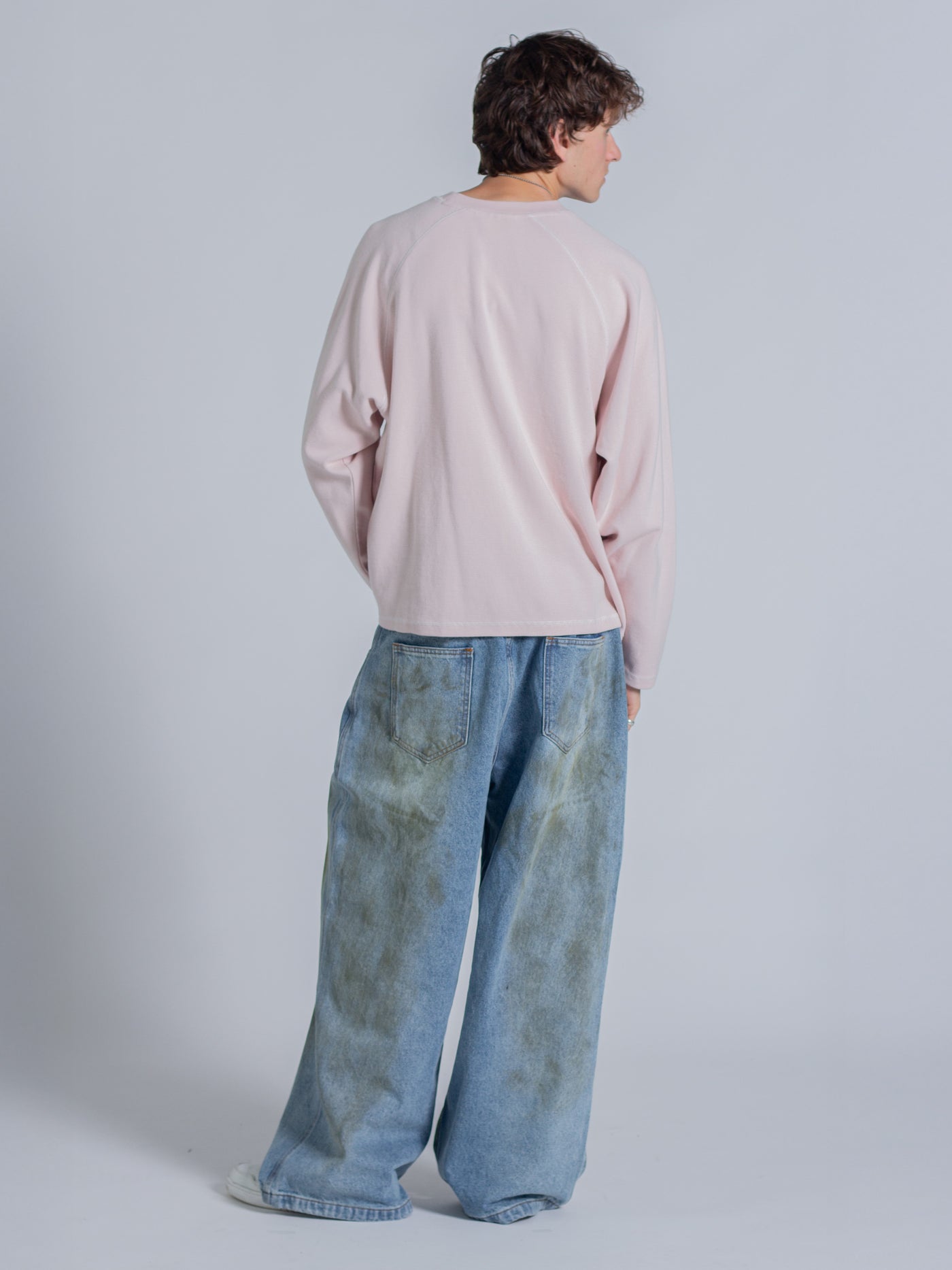 SMILEY WAFFLE LONG SLEEVE TEE - COTTON CANDY PINK